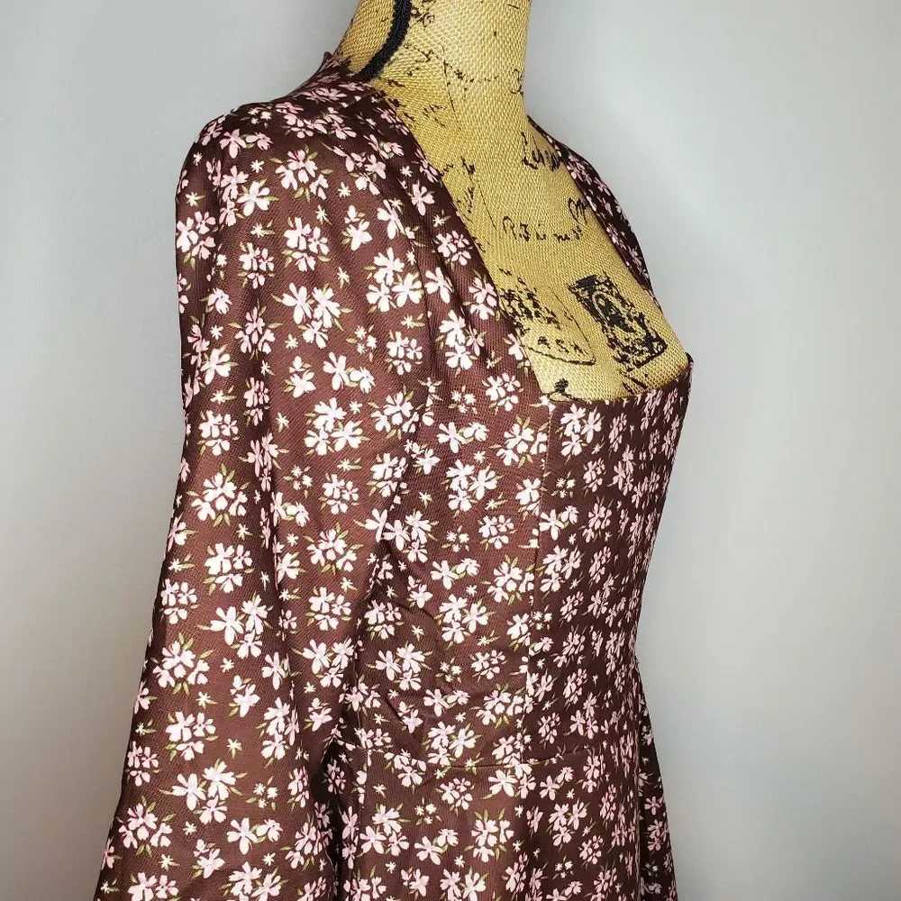 NWT Lulu's Daily Affection Floral Corduroy Dress With Pockets Size L